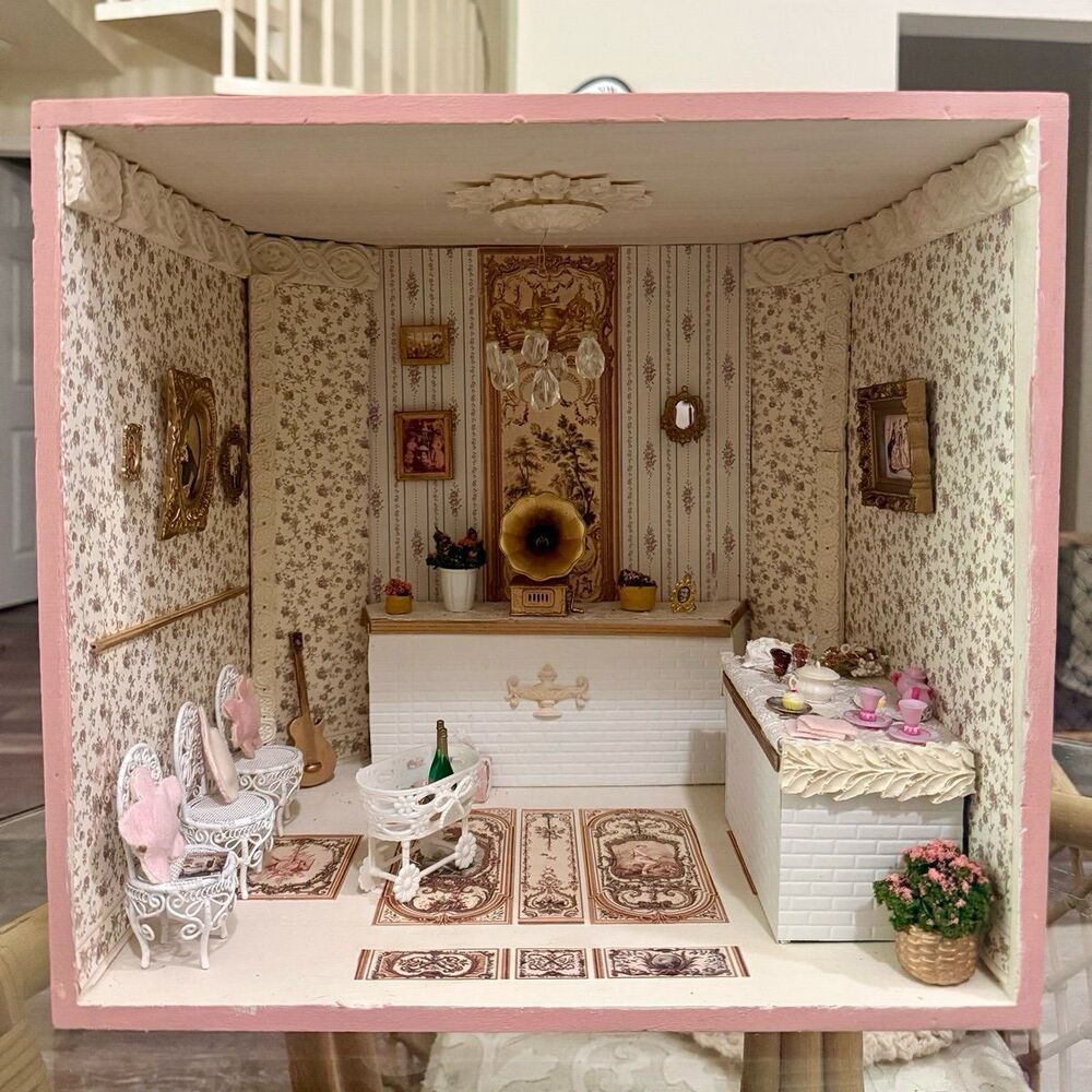 Olde Victorian Enchanted Marie Antoinette Tea Room Miniature Dollhouse Display